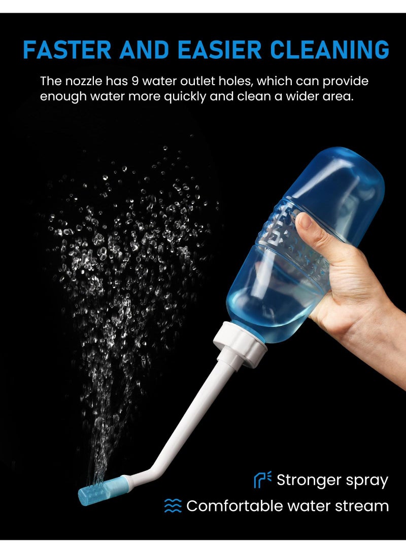 Sweet seven Large Portable Shattaf Bidet Bottle - Handheld Travel Toilet Spray - 560ml Seat Water Sprayer, Transparent Blue Bottle, with Silicone Travel Bidet - Image 5