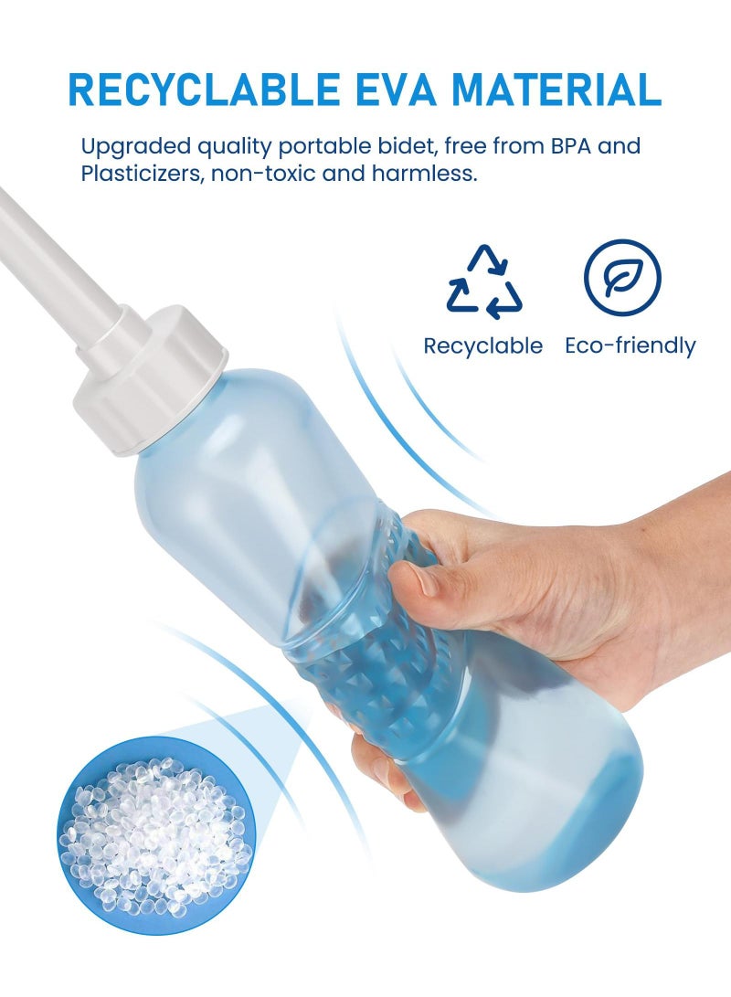 Sweet seven Large Portable Shattaf Bidet Bottle - Handheld Travel Toilet Spray - 560ml Seat Water Sprayer, Transparent Blue Bottle, with Silicone Travel Bidet - Image 3