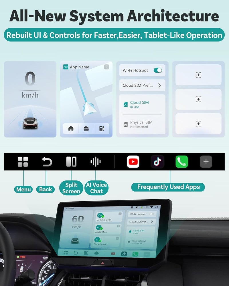OTTOCAST P3 Pro Magic AI Box for CarPlay, Built-in AI Chat Assistant, Upgraded Interface, Wireless CarPlay & Android Auto, YouTube Netflix TikTok +, Split Screen, App Download, 8GB RAM 128GB ROM - Image 5