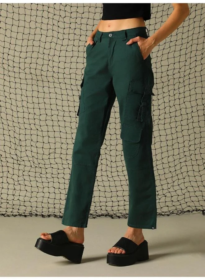 Hubberholme  Solid Mid Rise Pants With Belt Loops for Women | Best Price UAE