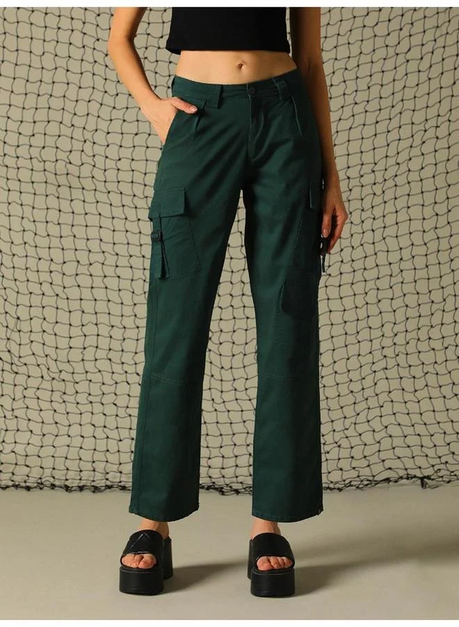 Hubberholme  Solid Mid Rise Pants With Belt Loops for Women | Best Price UAE