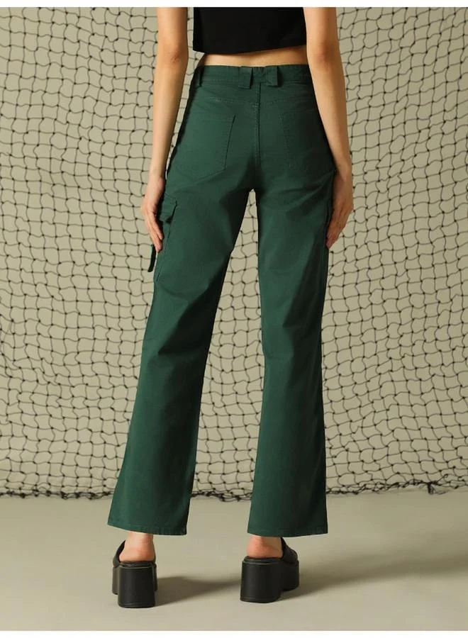 Hubberholme  Solid Mid Rise Pants With Belt Loops for Women | Best Price UAE
