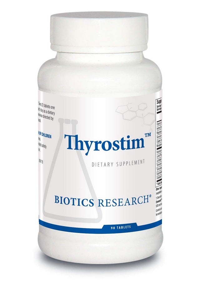 BIOTICS Research Thyrostim™ Endocrine Support Balance Thyroid Hormones T3 T4. Support Thyroid Gland Boost Metabolism Aid In Digestion. Support Nervous System 90 Tablets  - Image 1