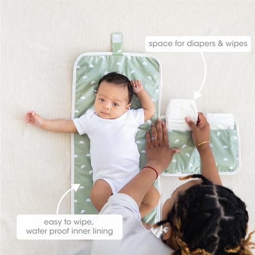 Pearhead Travel Baby Diaper Changing Pad, Wipeable and Portable for Newborns, Infants, and Toddlers, New Parent Essential, Sage Green - Image 5