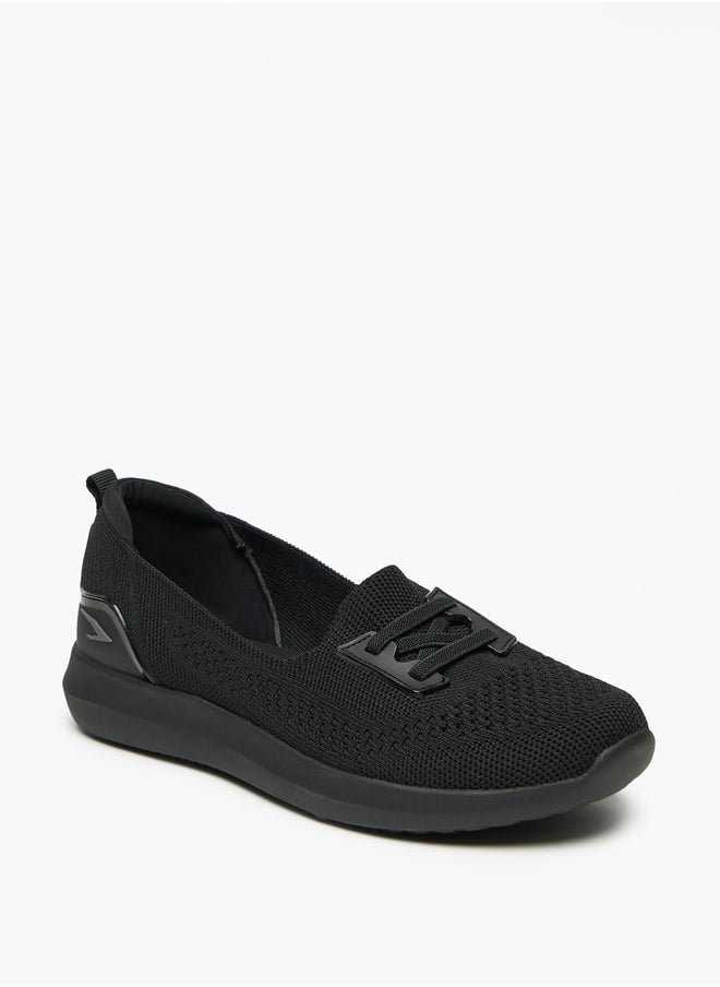 Dash - Textured Slip-On Sports Shoes with Lace-Up Detail - Image 1