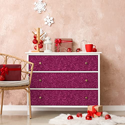 CHIHUT 15.7''x100'' Hot Pink Wallpaper Sparkly Glitter Wallpaper Stick and Peel for Bedroom Walls Self Adhesive Removable Pink Glitter Contact Paper for Cabinets Decorative Fabric Roll for Drawer - Image 5