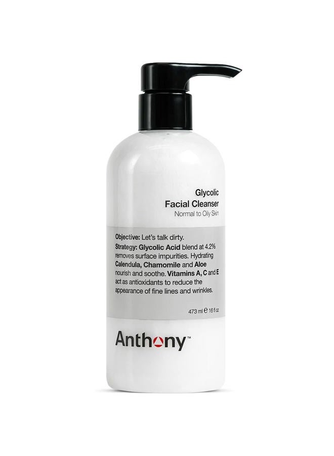 Anthony Glycolic Facial Cleanser for Men, Daily Exfoliating & Hydrating Face Wash, Shave Prep, Non-Foaming, Deep Cleansing, Gentle on Sensitive Skin, Removes Dirt & Oil, Smooths Texture, 16 Fl Oz - Image 1