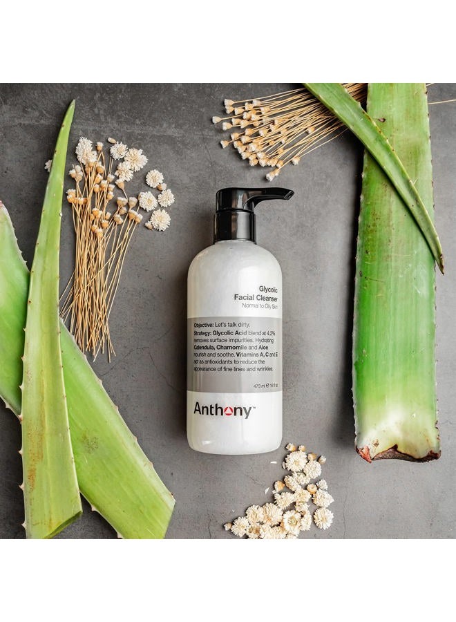 Anthony Glycolic Facial Cleanser for Men, Daily Exfoliating & Hydrating Face Wash, Shave Prep, Non-Foaming, Deep Cleansing, Gentle on Sensitive Skin, Removes Dirt & Oil, Smooths Texture, 16 Fl Oz - Image 2