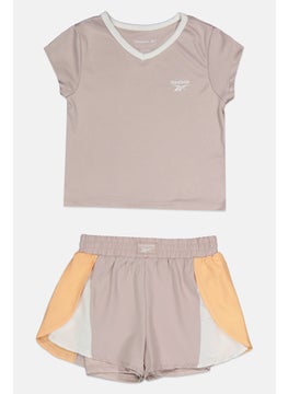 Reebok Kids Boy 2 Pieces Brand Logo T-Shirt and Shorts Set, Mauve  - Image 1