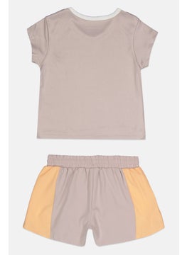 Reebok Kids Boy 2 Pieces Brand Logo T-Shirt and Shorts Set, Mauve  - Image 2