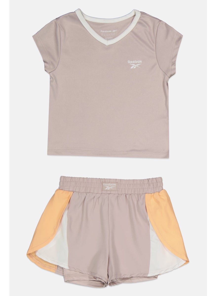 Reebok Kids Boy 2 Pieces Brand Logo T-Shirt and Shorts Set, Mauve  - Image 1