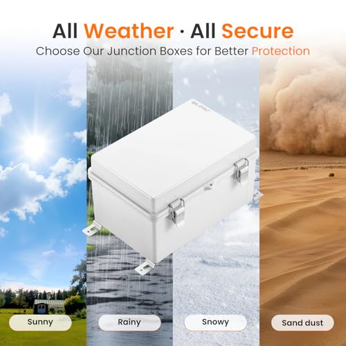QILIPSU Waterproof Junction Box IP67 Outdoor Plastic Electrical Project Enclosure Weatherproof with Mounting Plate, Wall Brackets, Hinged Grey Cover 11.8"x7.9"x6.7" - Image 5