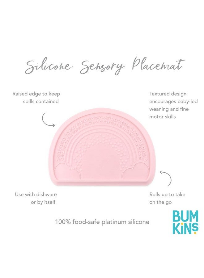 Bumkins Baby Silicone Sensory Placemat, for Babies and Toddlers, Suction Mat for Restaurants, Stick On High Chairs and Tables, Eating Finger Foods, Baby Led Weaning Essentials, Ages 6 Months Up, Pink - Image 3