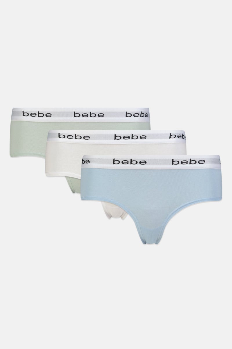 bebe Women 3 Pieces Brand Logo Booty Panties, Multicolor - Image 2