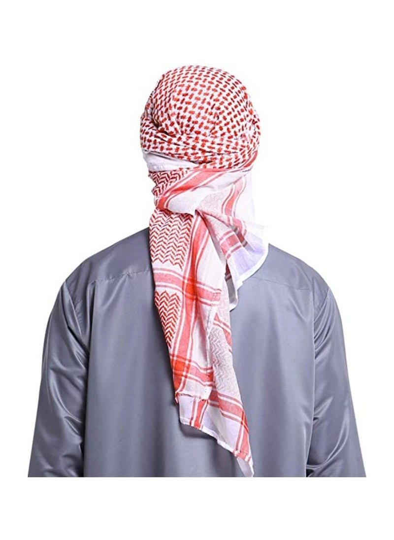 QUESERA Men s Hijab Headscarf Islam Hijab Mens Neckerchief Scarf Islamic Arabic Head Cap Muslim Clothing Scarf Summer Turban Headwear Head Wraps  red  - Image 3