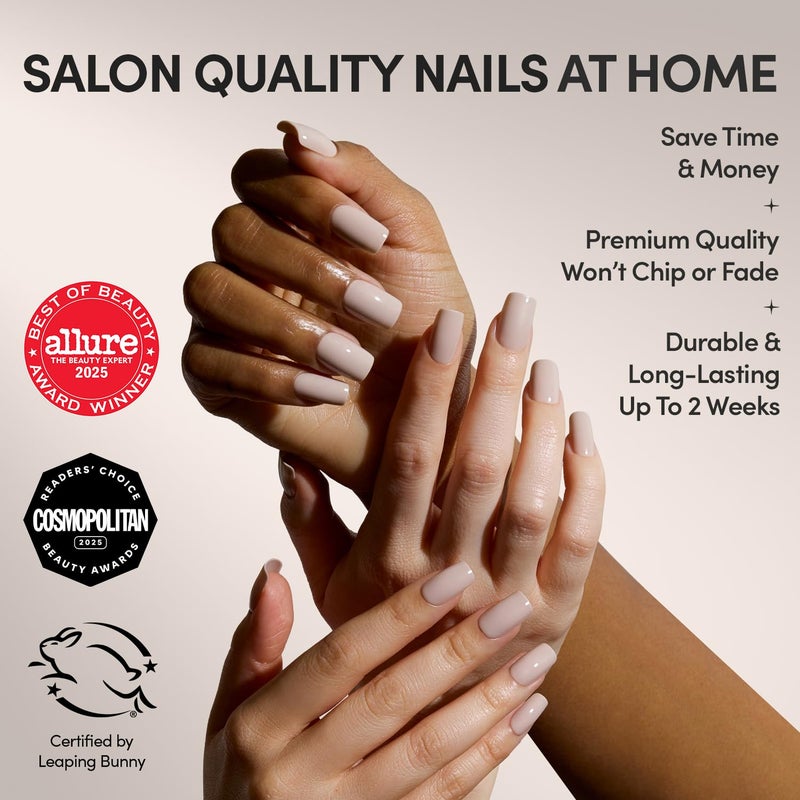 Glamnetic Press On Nails - Bare Bliss | Medium Square Fake Nails, Nude Opaque Neutral, Salon Quality | 15 Sizes - 30 Nail Kit Wtih Glue - Image 2