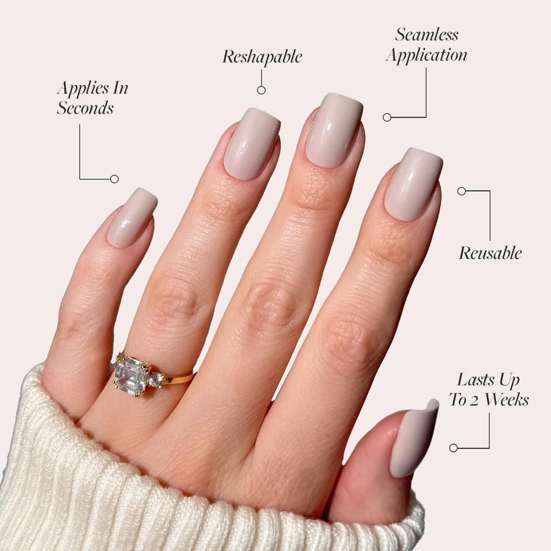 Glamnetic Press On Nails - Bare Bliss | Medium Square Fake Nails, Nude Opaque Neutral, Salon Quality | 15 Sizes - 30 Nail Kit Wtih Glue - Image 3