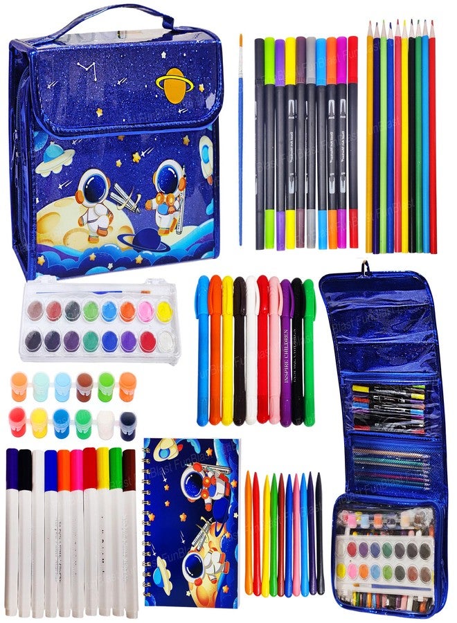 FunBlast Artist Colour Set with Multiple Coloring Kit, 78 Pcs Drawing Color Pencils, Water Colors, Oil Pastel, Acrylic Marker Pens & Paint Brush for Art Craft for Kids & Adults (Space)