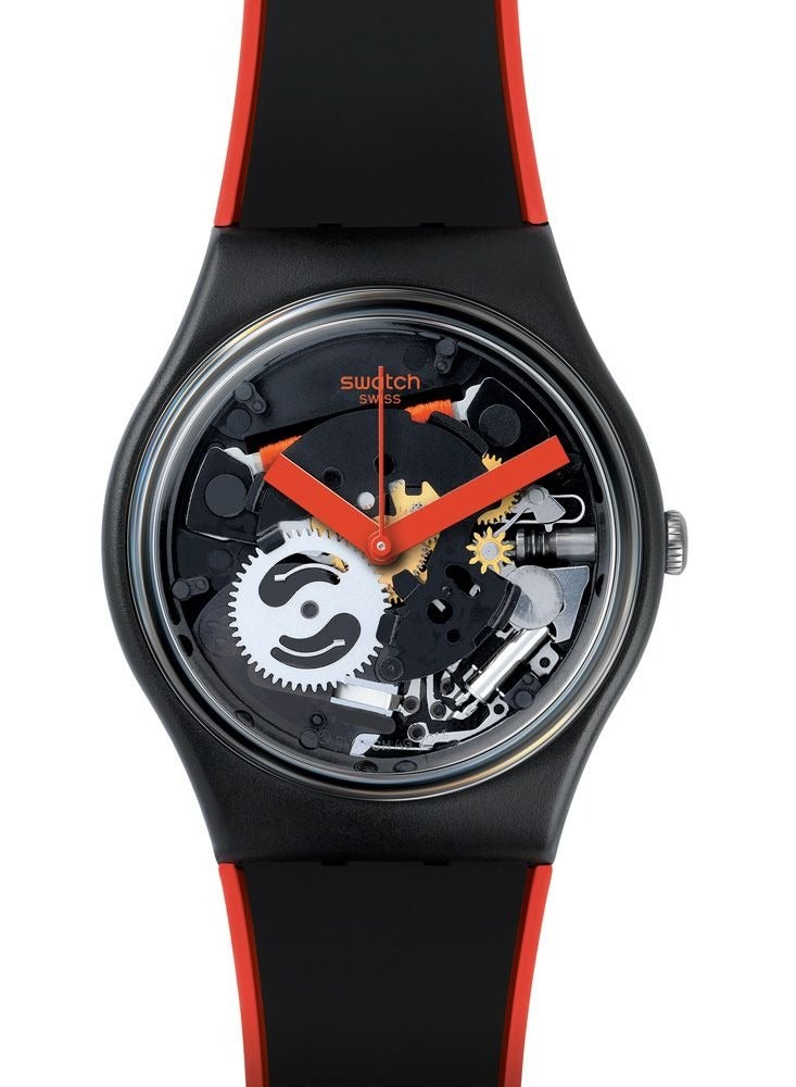 Swatch Unisex Red Frame Quartz Movement Water Resistant Wrist Watch - 34 Mm  - Image 1