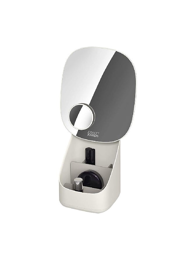 Joseph Joseph Viva Compact and Durable Pedestal Mirror with Cosmetic Organiser Off White 40.5 x 21 x 16.5 cm 75001  - Image 3
