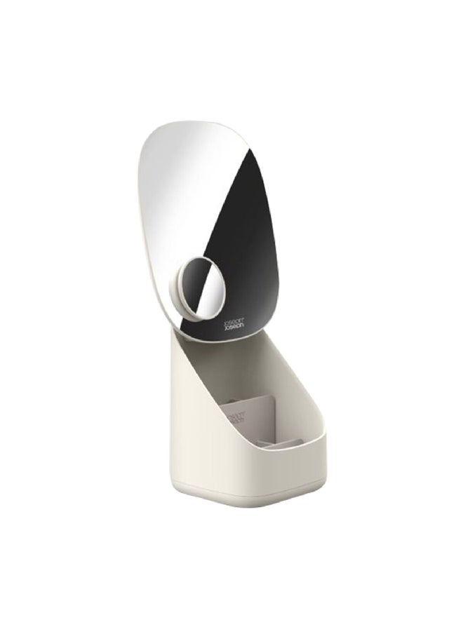 Joseph Joseph Viva Compact and Durable Pedestal Mirror with Cosmetic Organiser Off White 40.5 x 21 x 16.5 cm 75001  - Image 5