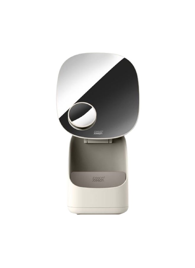 Joseph Joseph Viva Compact and Durable Pedestal Mirror with Cosmetic Organiser Off White 40.5 x 21 x 16.5 cm 75001  - Image 2