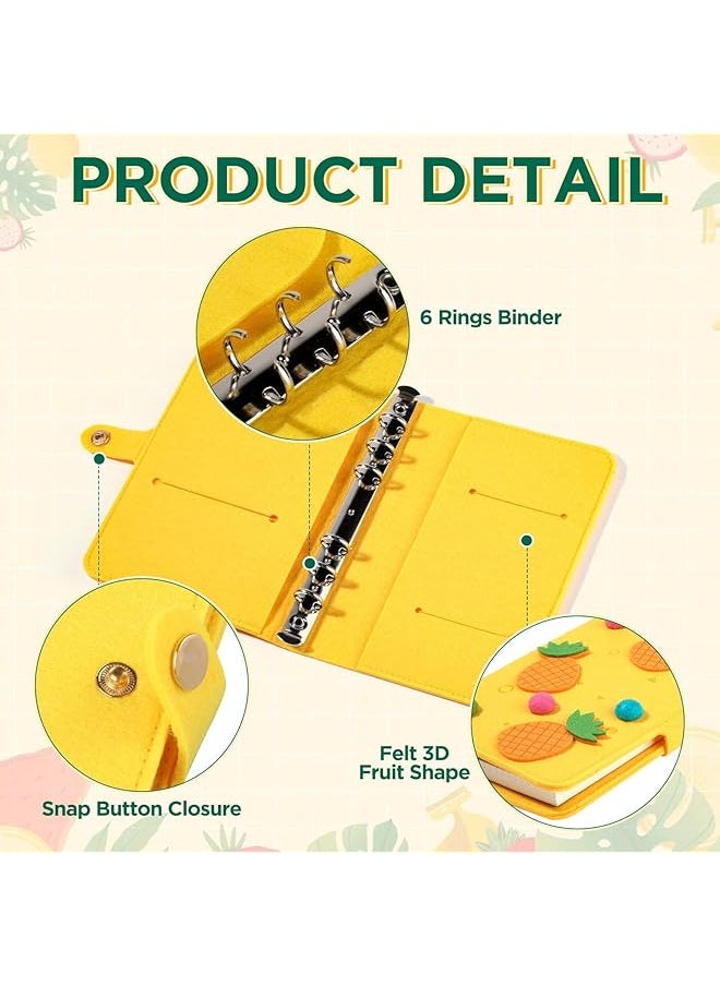 erorex - A6 Notebook Binder Cover Fruit A6 Budget Binder With 80 Filler Papers Soft Felt Refillable 6 Ring Binder Protector With Snap Button For 6 Hole Planner Pages Binder Pocket 3D Watermelon - Image 1