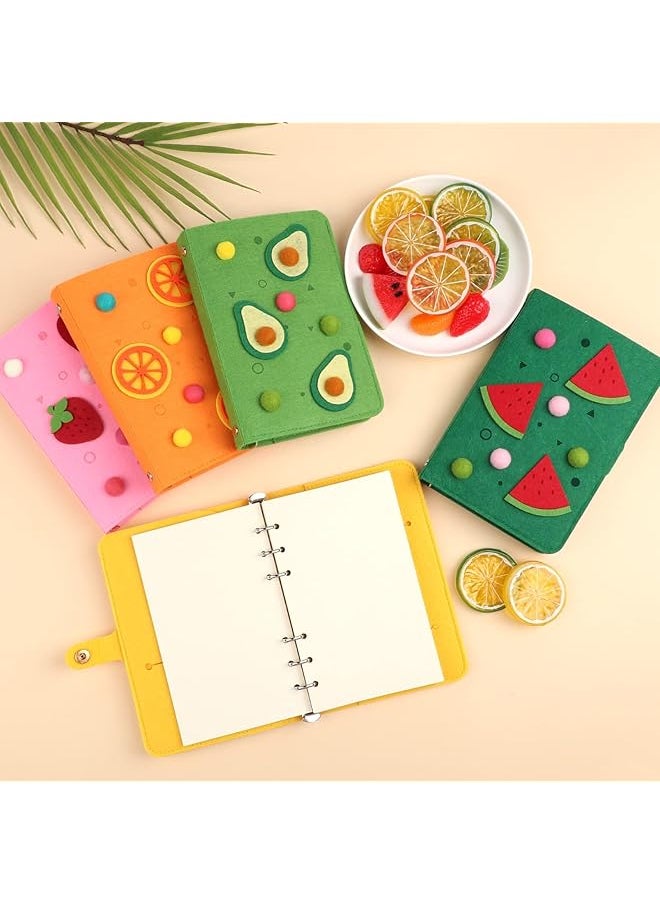 erorex - A6 Notebook Binder Cover Fruit A6 Budget Binder With 80 Filler Papers Soft Felt Refillable 6 Ring Binder Protector With Snap Button For 6 Hole Planner Pages Binder Pocket 3D Watermelon - Image 1