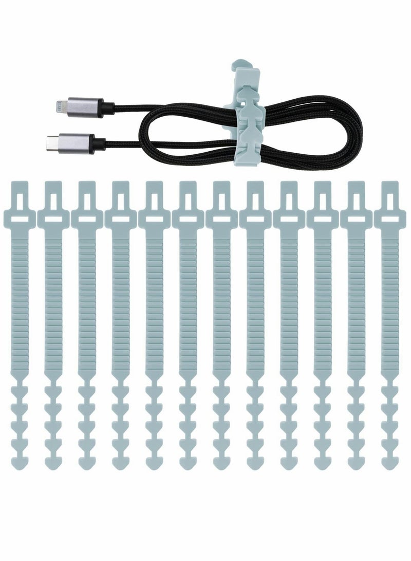 Self-Locking Silicone Cable Ties, 9.5Inch Long Cord Organizer for Phone, Computer, TV, All Appliances, Multi-Purpose Wire Management in Home, Kitchen, Office, School, Workshop 12pcs  (Blue)  - Image 1