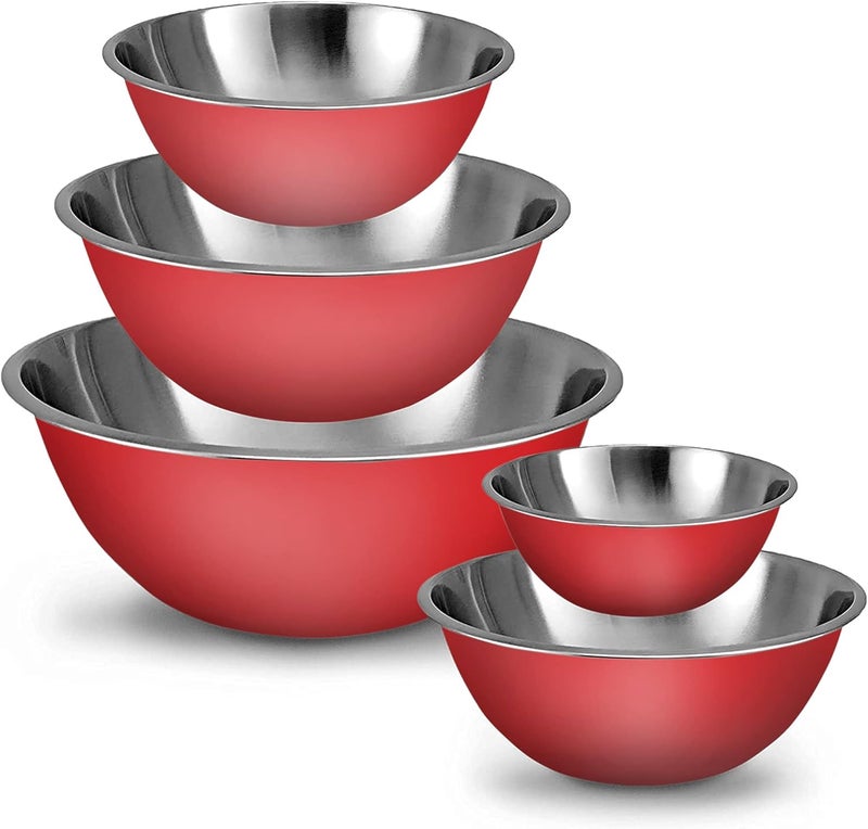 WHYSKO Meal Prep Stainless Steel Mixing Bowls Set Home Refrigerator and Kitchen Food Storage Organizers  Ecofriendly Reusable Heavy Duty Red - Image 1