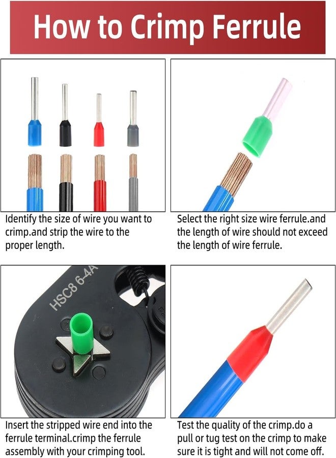 MELIFE 401PCS Ferrule Crimping Tool Kit, AWG23-7 Self-adjustable Ratchet Wire Crimping Tool Kit Crimper Plier Set with 400PCS Wire Terminals Crimping Connectors Wire End Ferrules Terminals - Image 4