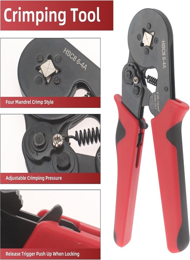 MELIFE 401PCS Ferrule Crimping Tool Kit, AWG23-7 Self-adjustable Ratchet Wire Crimping Tool Kit Crimper Plier Set with 400PCS Wire Terminals Crimping Connectors Wire End Ferrules Terminals - Image 2