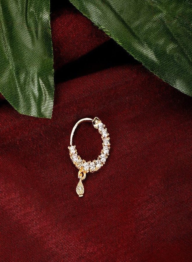 DIVISHA Nose Rings for Women AD Studded Bridal Piercing Nath Hoop Nose Pin Stylish Nath For Women and Girls - Image 2