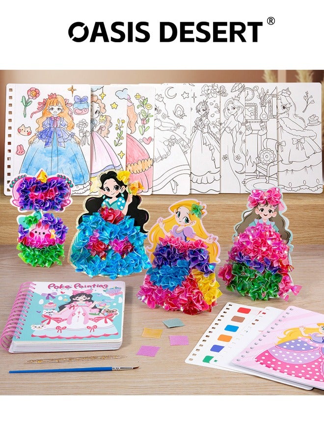 OASIS DESERT 3 In 1 Children's Princess Dress Up Poke Fun Picture Book Sticker Book Paste Book Girl Fairy Tale Fantasy Hand-painted Stickers Toy - Image 2