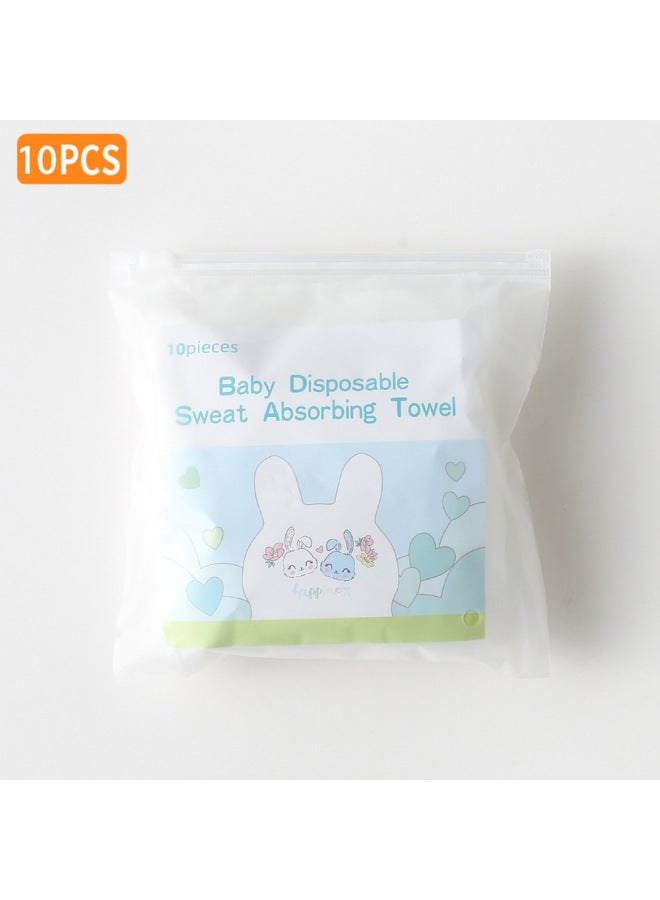 Disposable Sweat-absorbent Towel Wash-free Sweat-absorbent Towel Baby Sweat-absorbent Towel Portable Sweat-absorbent Towel Kindergarten Pad Back Towel 10 Pieces