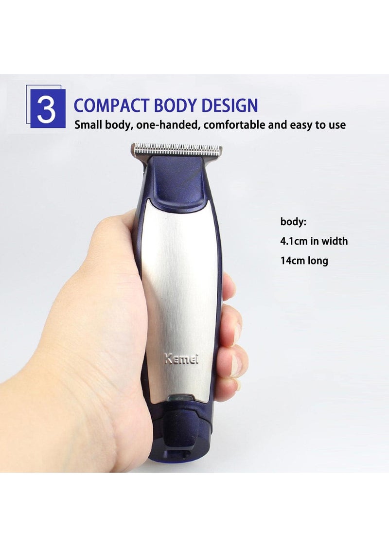 kemel KEMEI Men's Self-Cut Hair Trimmer Waterproof Cordless Rechargeable Hair Cutting Clippers Groomer with Stainless Steel  - Image 5