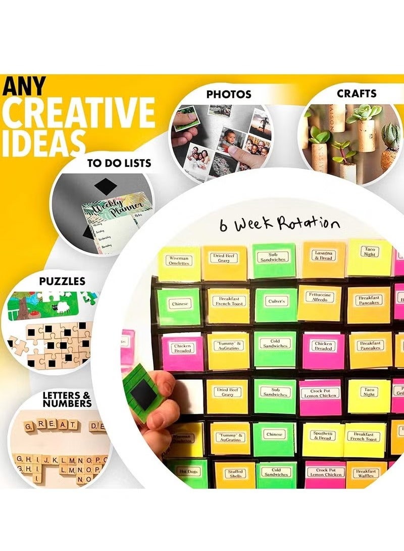 50 Pieces Magnetic Squares Square Magnets with 3M Strong Self Adhesive Backing Tape Perfect for DIY Art Projects Whiteboards and Fridge Magnet Square Tape 20mm x 20mm - Image 4