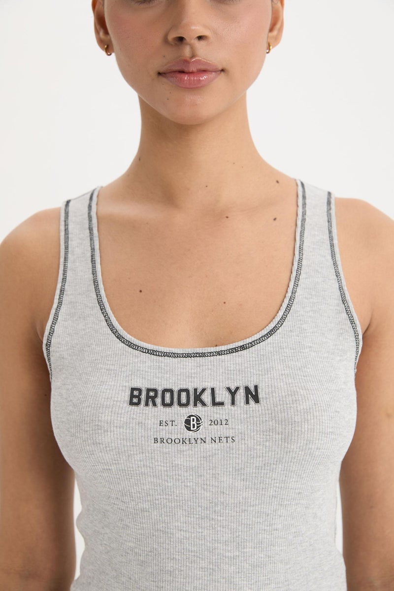 DeFacto Woman DeFactoFit NBA Brooklyn Nets Standard Fit Ribbed Sports Tank Top  - Image 3