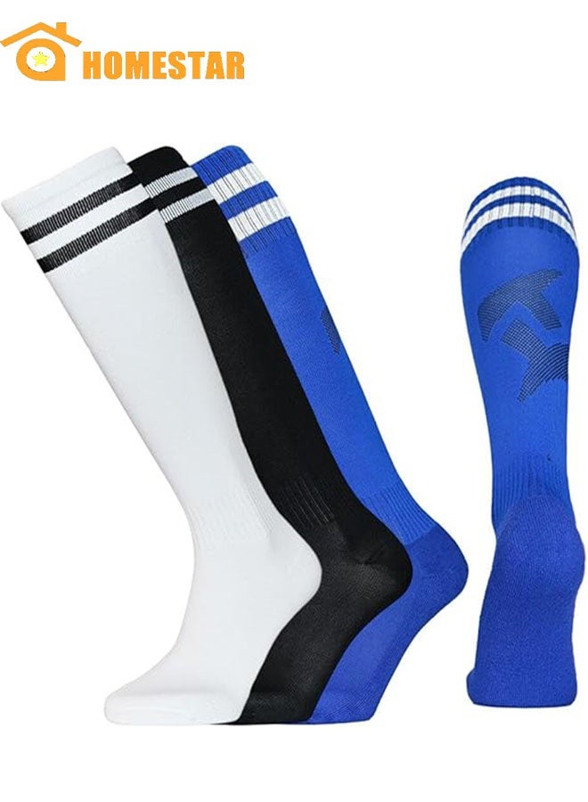 هومستر 3 أزواج الجوارب الرياضية عالية الركبة الطويلة، الجوارب الرياضية الرجال التنفس لكرة القدم، كرة السلة، الرياضة - Image 1