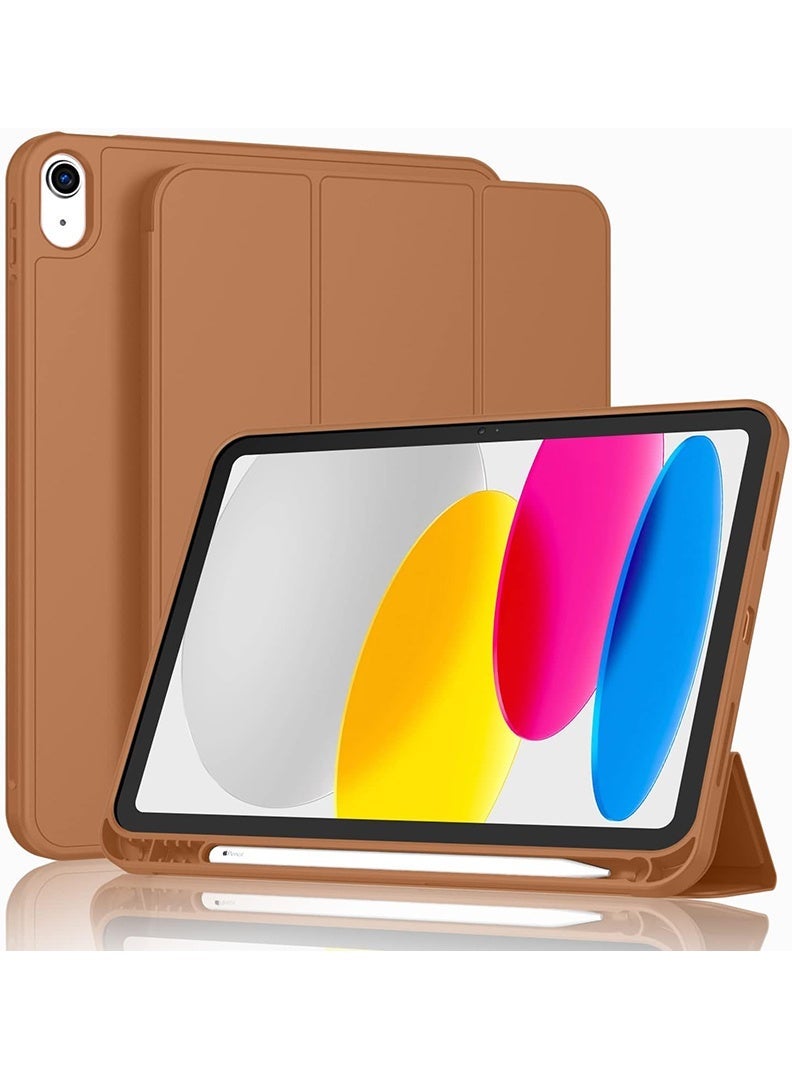 ELTRAZONE Slim Smart Case for iPad Air 11 Inch (M4 2026/ M3 2025/ M2 2024) Lightweight Slim Trifold Cover with Pencil Holder, Soft TPU Back, Auto Wake Sleep, Shockproof Protective Tablet Case - Brown - Image 1