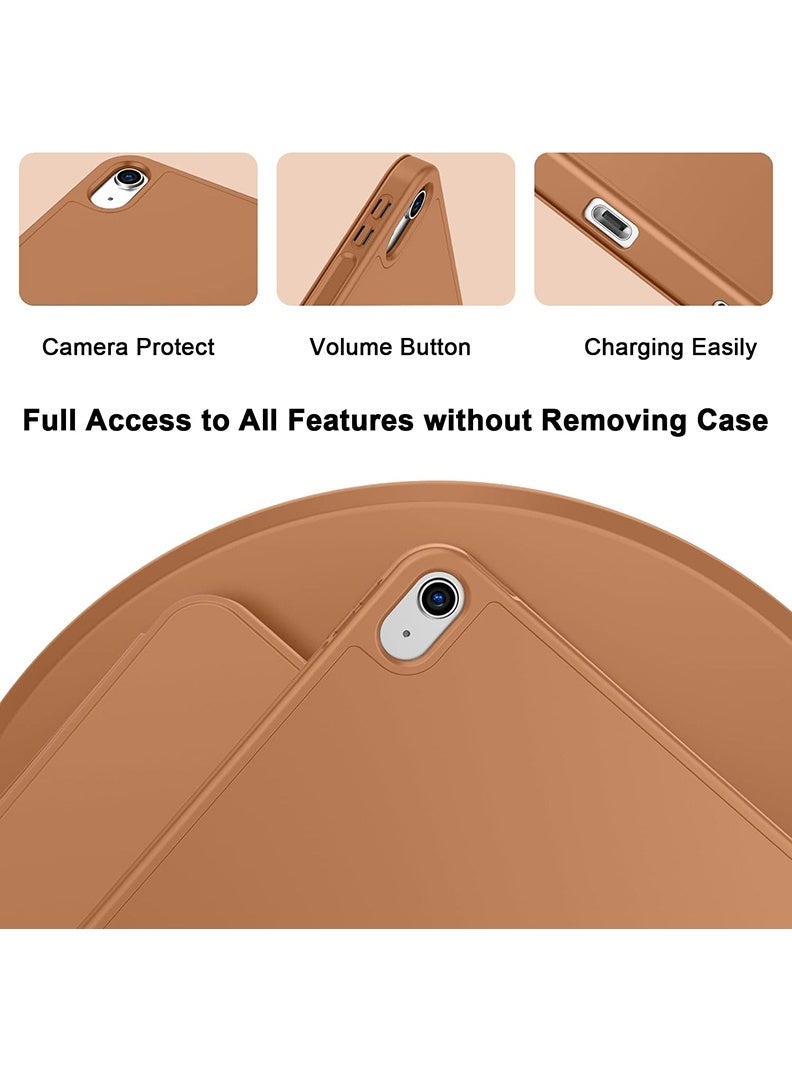 ELTRAZONE Slim Smart Case for iPad Air 11 Inch (M4 2026/ M3 2025/ M2 2024) Lightweight Slim Trifold Cover with Pencil Holder, Soft TPU Back, Auto Wake Sleep, Shockproof Protective Tablet Case - Brown - Image 3