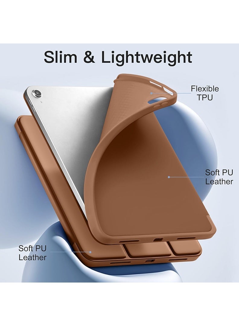 ELTRAZONE Slim Smart Case for iPad Air 11 Inch (M4 2026/ M3 2025/ M2 2024) Lightweight Slim Trifold Cover with Pencil Holder, Soft TPU Back, Auto Wake Sleep, Shockproof Protective Tablet Case - Brown - Image 5