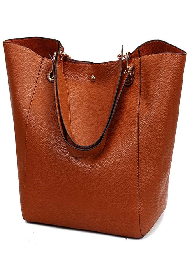 Pahajim fashion PU leather Waterproof handbags women tote bags shoulder bag (brown) - Image 1