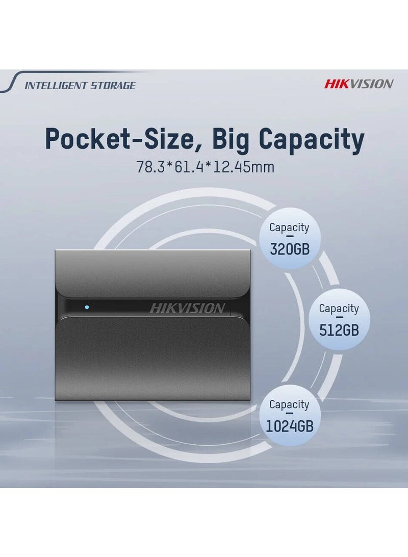 HIKSEMI Hikvision T300S 1TB External SSD, High-Speed USB 3.1 Interface,USB-C Connectivity, Drop Shock & Dust Resistant, Compact & Portable Design, Windows, MacOS, And Linux, Compatible, Black | HS-ESSD-T300S - Image 2