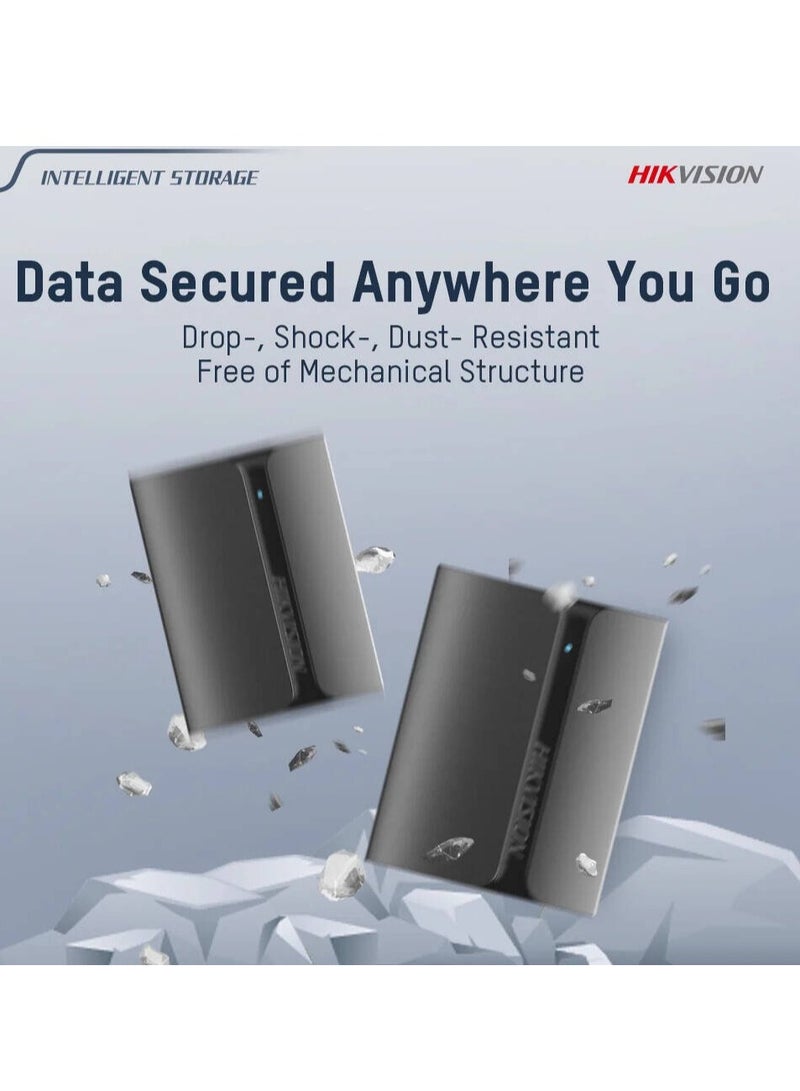 HIKSEMI Hikvision T300S 1TB External SSD, High-Speed USB 3.1 Interface,USB-C Connectivity, Drop Shock & Dust Resistant, Compact & Portable Design, Windows, MacOS, And Linux, Compatible, Black | HS-ESSD-T300S - Image 3