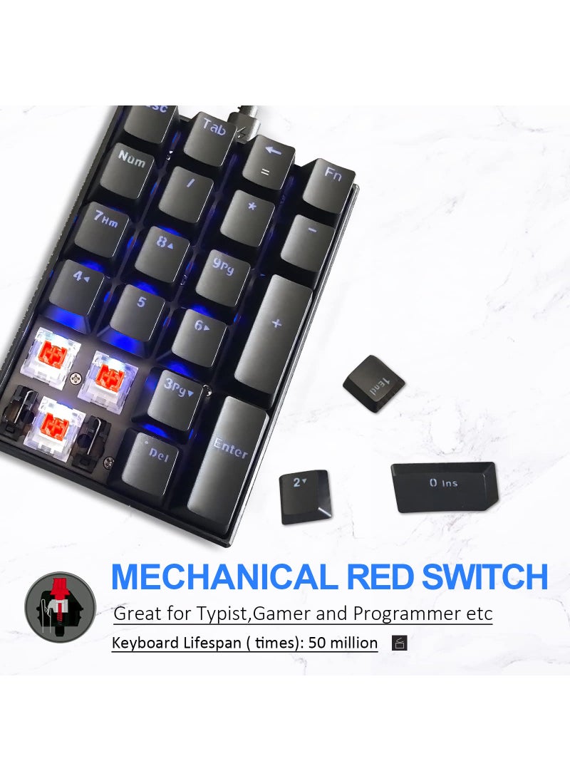 Motospeed MOTOSPEED K23 Mechanical Numeric Keypad Red Switch Wired 21 Keys Mini Numpad Portable Keypad Backlight Gaming Keypad Extended Layout for Cashier  - Image 2