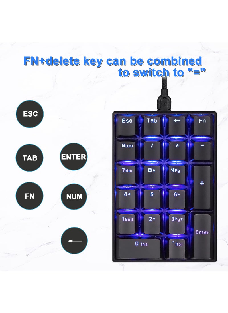 Motospeed MOTOSPEED K23 Mechanical Numeric Keypad Red Switch Wired 21 Keys Mini Numpad Portable Keypad Backlight Gaming Keypad Extended Layout for Cashier  - Image 5