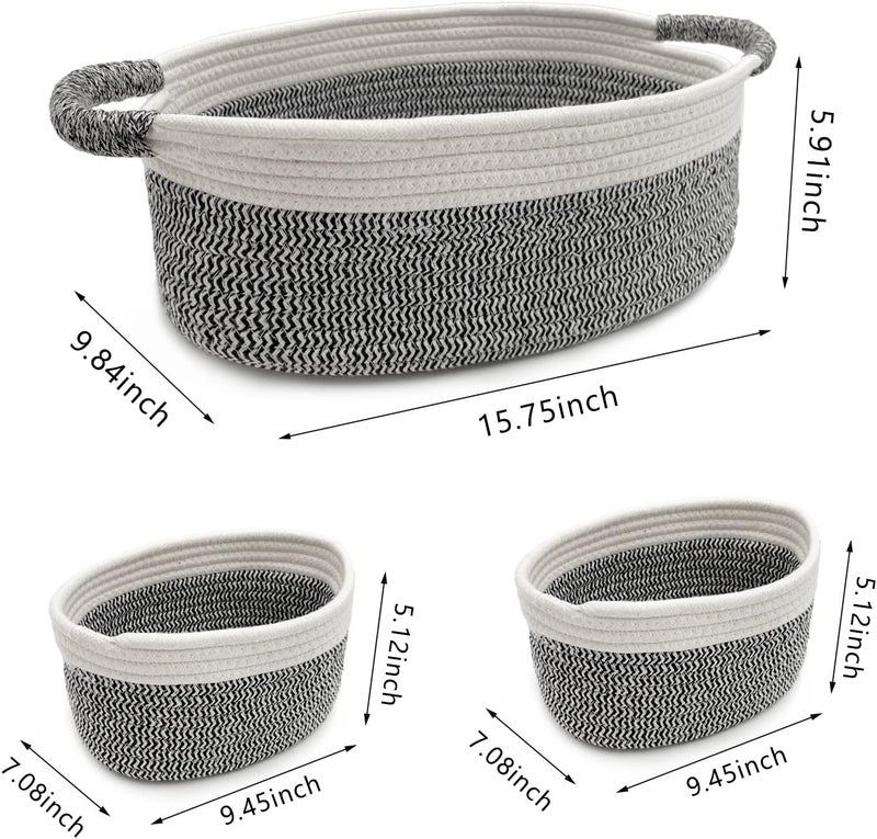 Zalaxt 3 Packs Woven Basket for StorageDiaper Caddy Organizer Nursery Organizers and Storage and Toys Boho BasketBaby Gift Basket - Image 3