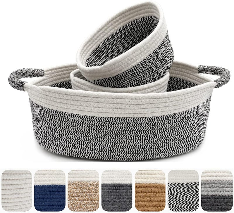 Zalaxt 3 Packs Woven Basket for StorageDiaper Caddy Organizer Nursery Organizers and Storage and Toys Boho BasketBaby Gift Basket - Image 1