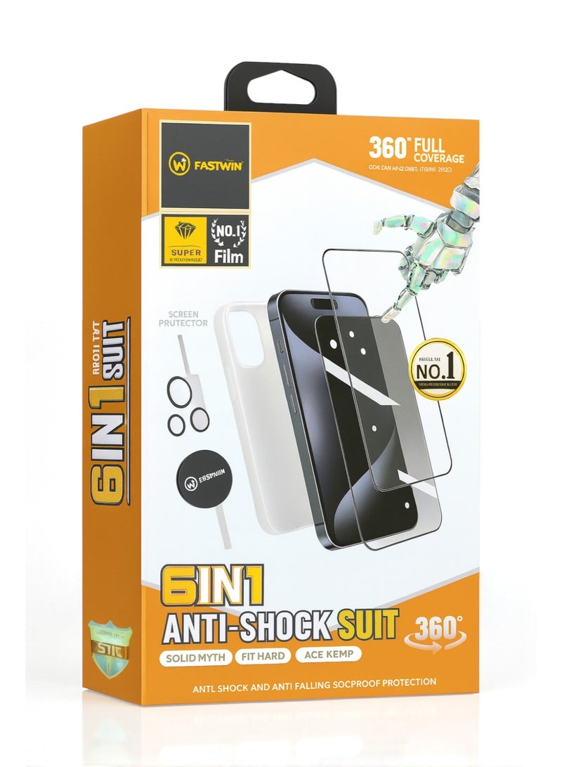 FASTWIN Full protection package for iPhone 16 Pro Max, Protective case made of high-quality materials, high-definition screen protection, camera lens protector, phone back protector, maximum protection against scratches and breakage.